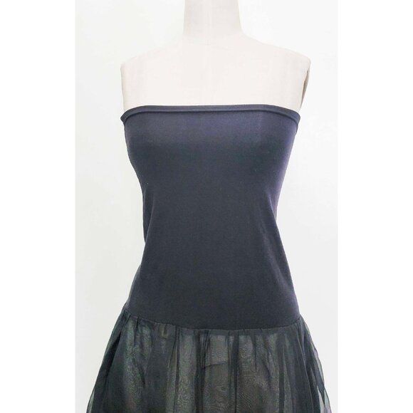 Vintage BLUE FISH Women's Black Jersey and Semi Sheer Organza Maxi Skirt Dress 1 - Picture 3 of 11